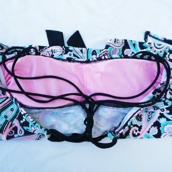 Vintage Y2K Strappy Summer Top Spandex Paisley Floral Light Padding Backless S - Picture 5 of 7